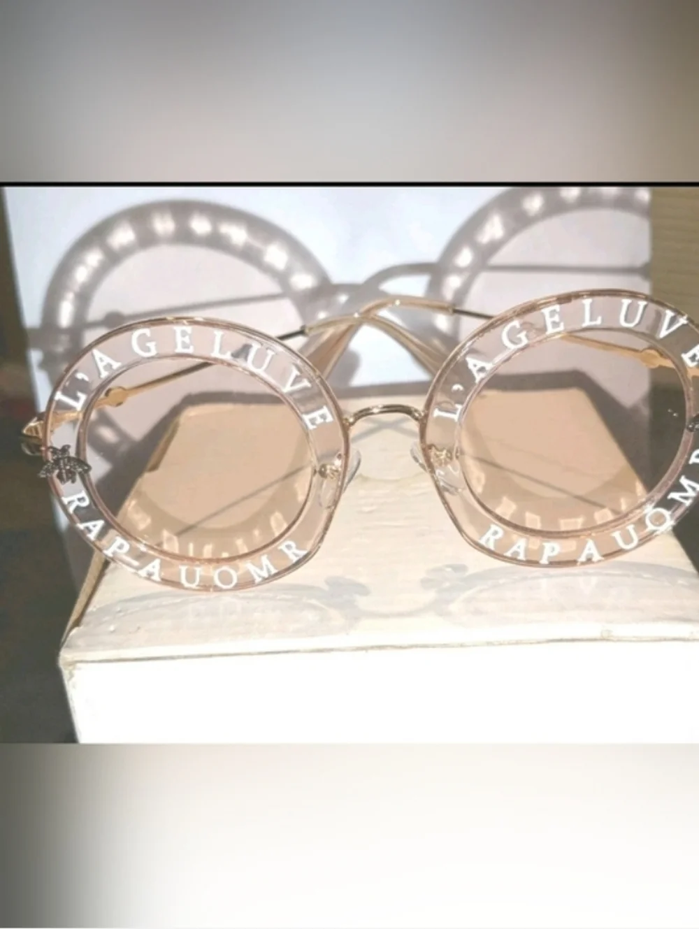 Round Luxury Tea Tint Bold Statement Print Sunglasses